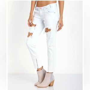 One Teaspoon Distressed Cream Denim Ankle Jeans Pants(Size 26)
